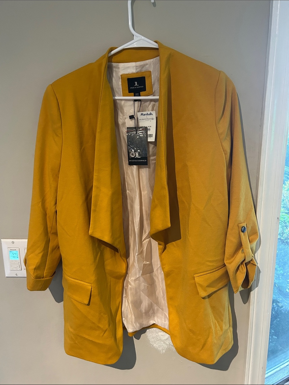 NWT Jules & Leopold Mustard Draped Open-Front Women's Blazer - medium